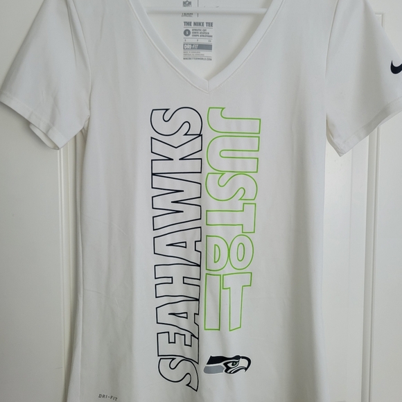 Seahawks Nike White Seahawks V-Neck Tee Womens Small - Picture 1 of 2